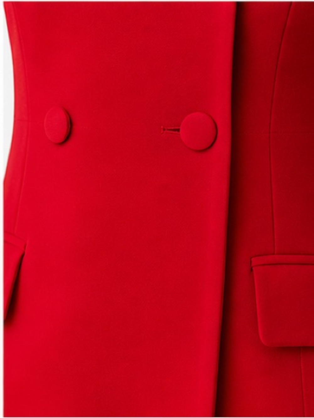 Red Off Shoulder Blazer Dress Double Breasted Tailored Coat Dress S - Picture 4 of 7